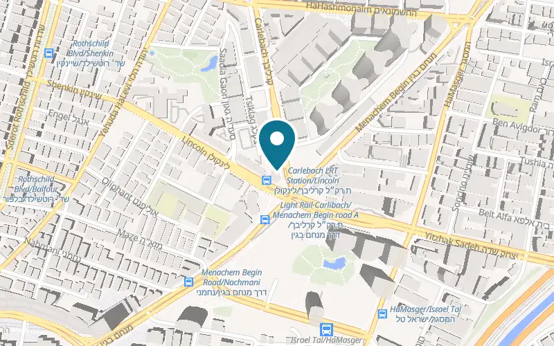 Map showing Dabush Carlebach at 1 Carlebach Street, Tel Aviv-Yafo