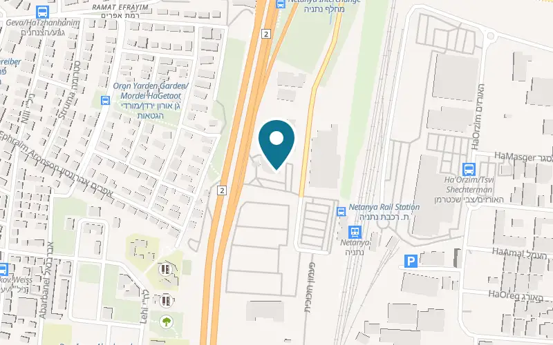 Map showing Dabush Netanya at 7 HaRakevet Street, Netanya