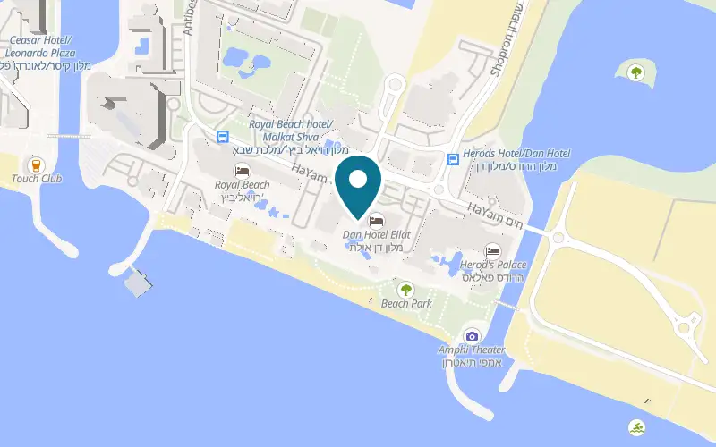 Map showing Dakota Grill-Bar at Dan Eilat hotel, North Beach promenade, Eilat