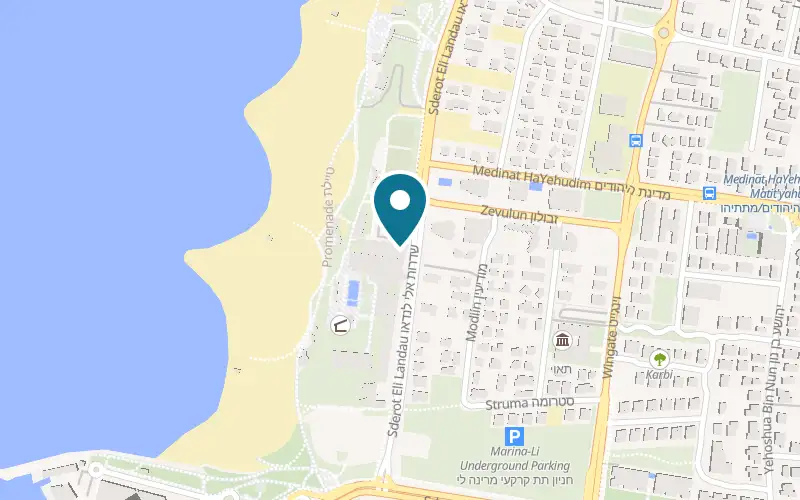 Map showing Dan Accadia at 122 Sderot Eli Landau, on the Herzliya seafront, Herzliya