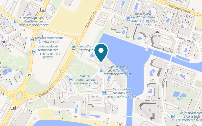Map showing Dan Panorama Eilat at North Beach area, Eilat