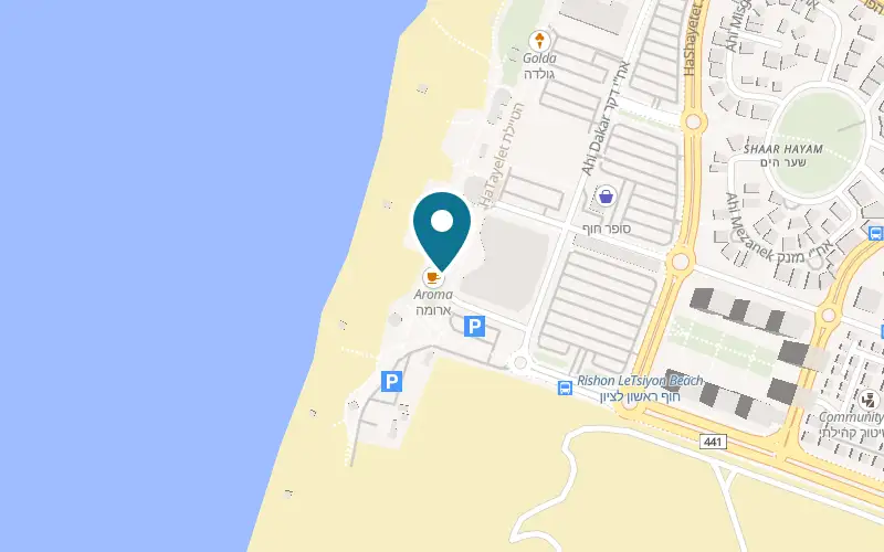 Map showing Deli Cream at 19 HaTayelet, on the beach, Rishon LeZion