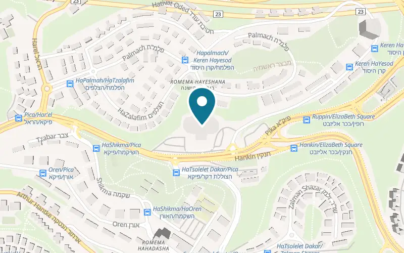 Map showing Delicafe at 69 Derekh Pica, at the Romema sports hall, Haifa
