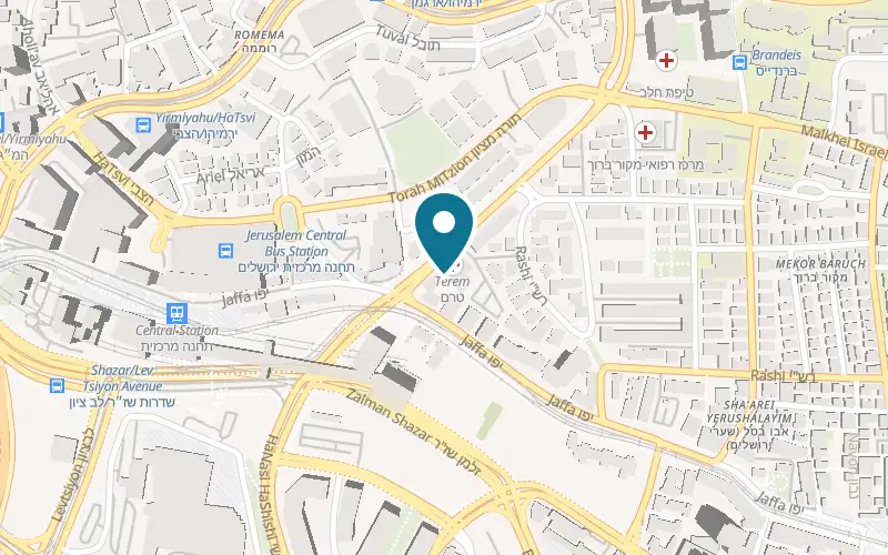 Map showing Cafe Denya Sarei Israel at 15 Sarei Israel Boulevard, City Court, Jerusalem
