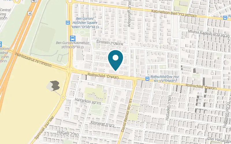Map showing HaShalom Printing House at 112 Rothschild Boulevard, Rishon LeZion