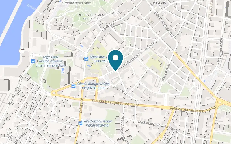 Map showing Dipika Iyengar Yoga at 27 Yehuda Margoza Street, Jaffa, Tel Aviv-Yafo