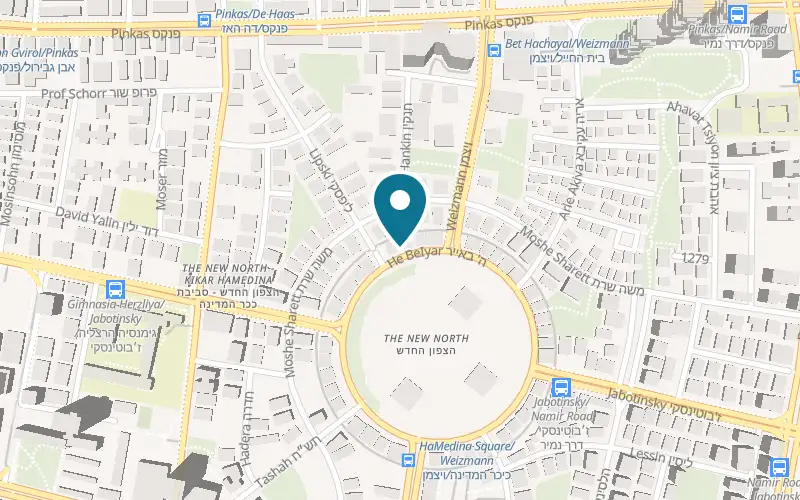 Map showing Dr. Nir Geva Veterinary Clinic at 64 He BeIyar Street, Tel Aviv-Yafo