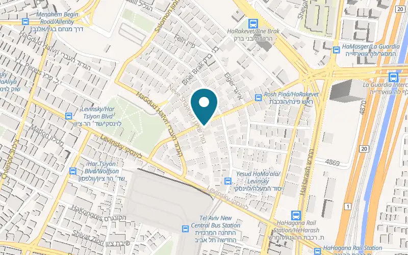 Map showing Dragon Food at 6 Rosh Pina Street, Tel Aviv-Yafo