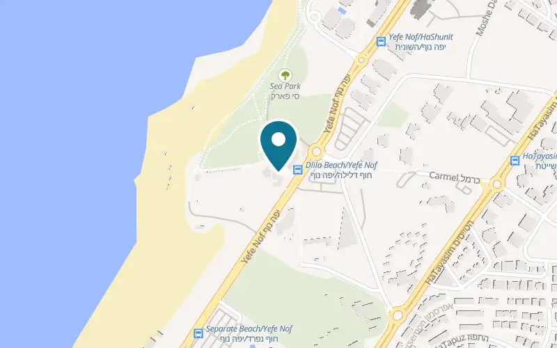 Map showing Drink Point Ashkelon at 1 Yefe Nof Street, Delila Beach, Ashkelon