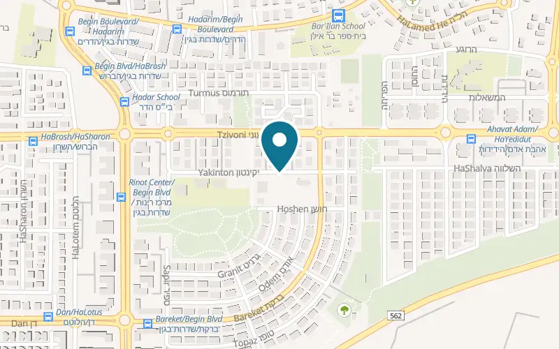 Map showing Duda LePizza at 14 Yakinton Street, Kfar Yona