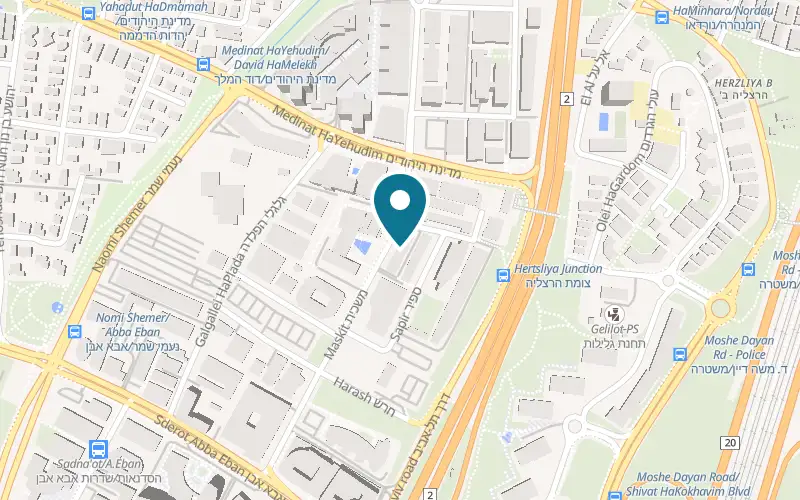 Map showing Dulce at 15 Maskit Street, in the back yard, Herzliya