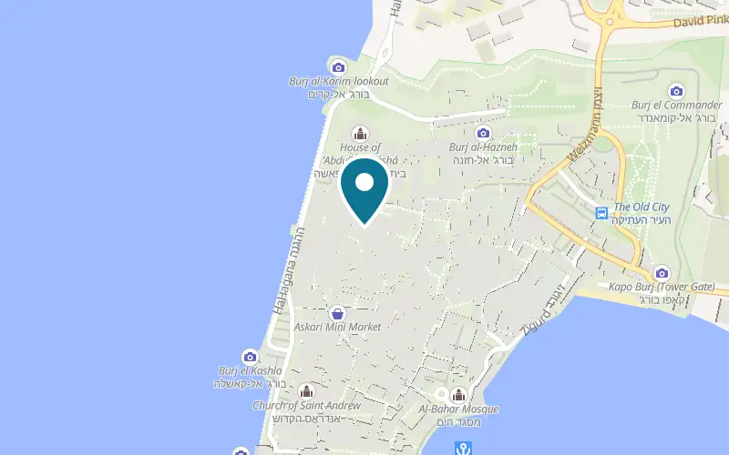 Map showing Efendi Hotel at Louis IX Street, Old City, Acre