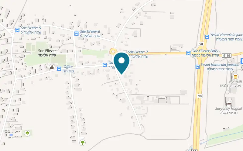 Map showing Eitan Wood Cabins at 10 Ela Street, Sde Eliezer, Sde Eliezer
