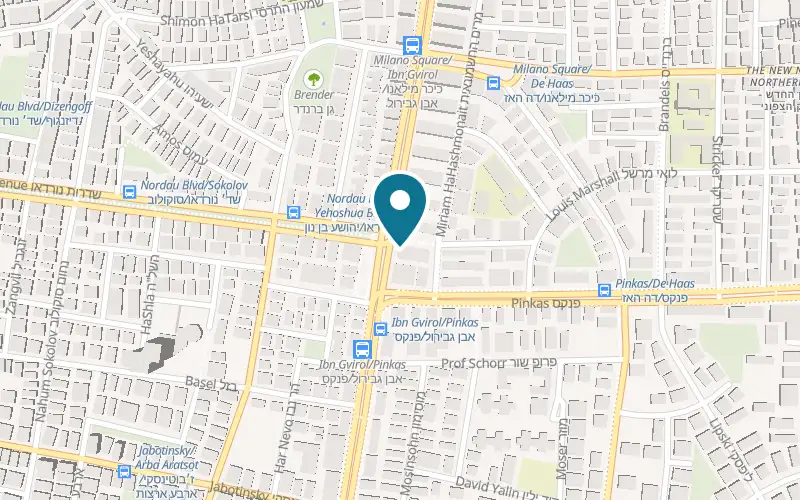 Map showing Eran and Yaniv Katzav Hair Salon at 168 Ibn Gabirol Street, Tel Aviv-Yafo
