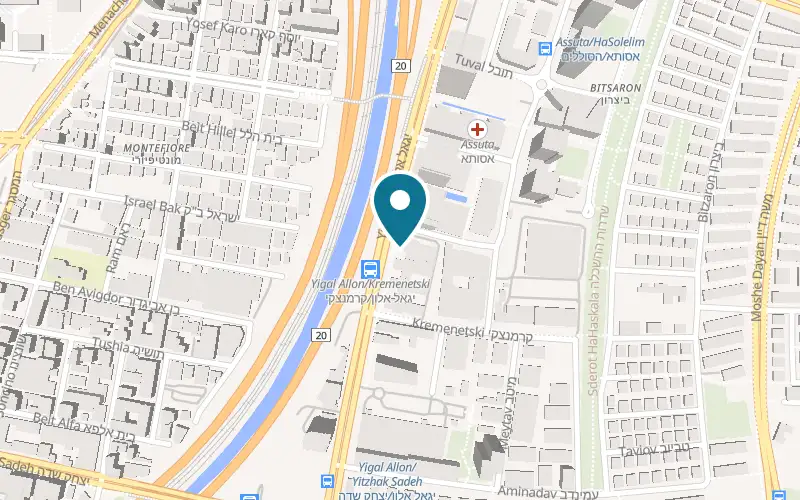 Map showing Erlich Photo Center at 92 Yigal Alon Boulevard, Tel Aviv-Yafo