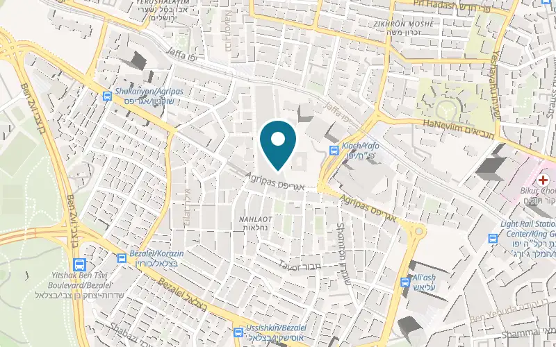 Map showing The Etrog Man at 10 HaEgoz Street, Mahane Yehuda market, Jerusalem