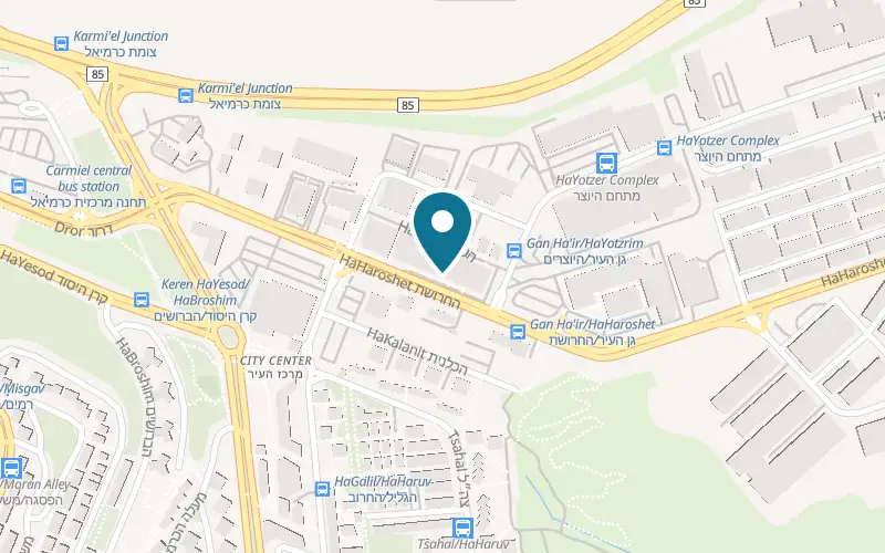 Map showing Etzel Amnoni at 11 HaHaroshet Street, the industrial zone, Karmiel