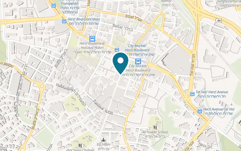 Map showing Etzel Naji at 9 Jabotinsky Street, Ramla market, Ramla