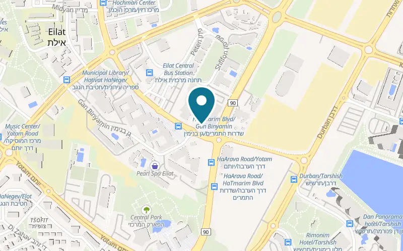 Map showing Eve Hotel Eilat at 2 Sderot HaTmarim, Eilat