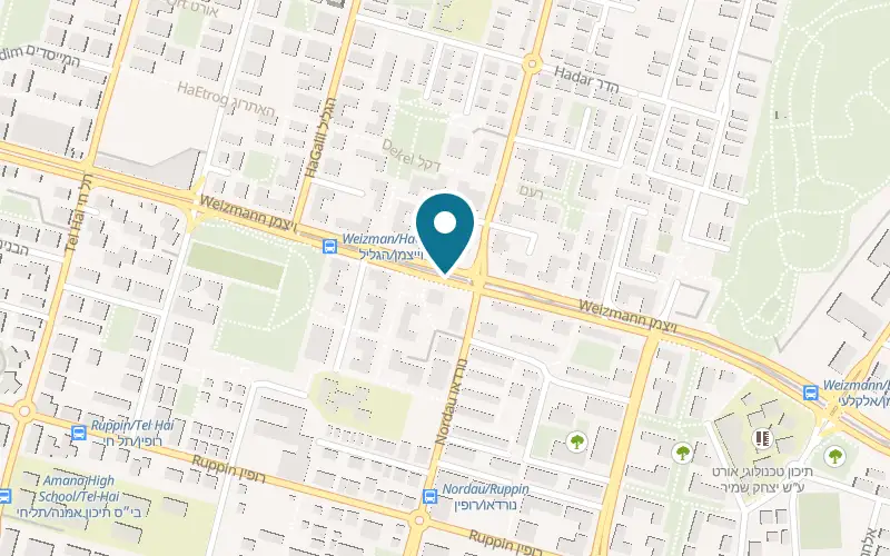 Map showing Fabio's Pizza at 186 Weizmann Street, Kfar Saba