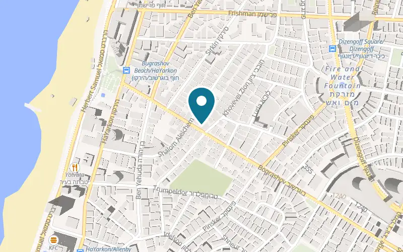 Map showing Falafel Gabay at 25 Bograshov Street, Tel Aviv-Yafo