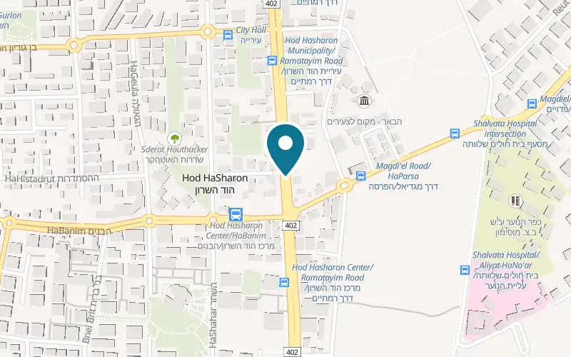 Map showing Falafel HaButke HaKachol HaMekori at 59 Ramatayim Road, Hod HaSharon
