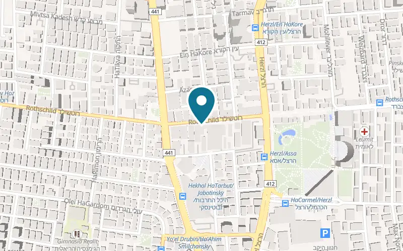 Map showing Falafel Ramla at 47 Rothschild Boulevard, Rishon LeZion