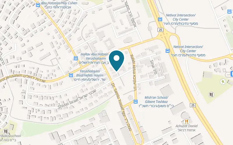 Map showing Falafel Zigdon at 16 Dr. Yosef Samelo Street, the old market, Netivot