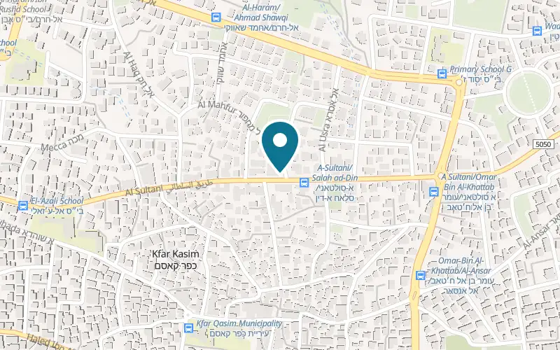 Map showing Farnoush Pizza at 28 al-Sultani Street, Kafr Qasim