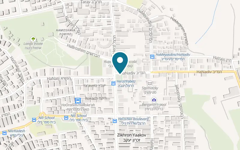 Map showing First Aliyah Museum at 2 HaNadiv Street, Zichron Yaakov