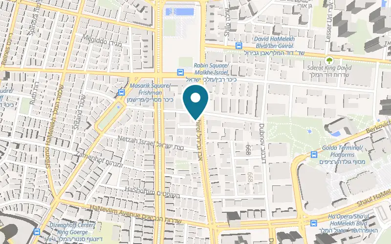Map showing Fisher Electric Bikes at 59 Ibn Gabirol Street, Tel Aviv-Yafo