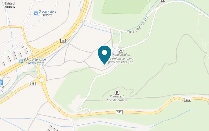 Map showing Flam Winery at Martyrs' Forest (Ya'ar HaKedoshim), Eshtaol junction, Eshtaol