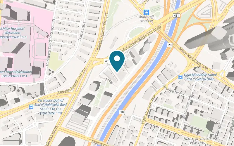 Map showing Food Terminal Tel Aviv at 150 Derech Menachem Begin, Tel Aviv-Yafo
