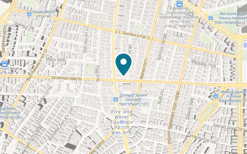 Map showing Frishman-Dizengoff Veterinary Center at 43 Frishman Street, Tel Aviv-Yafo