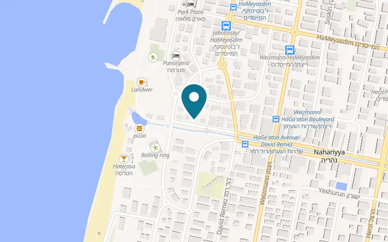 Map showing Ga'aton Hotel at 50 HaGa'aton Boulevard, Nahariya