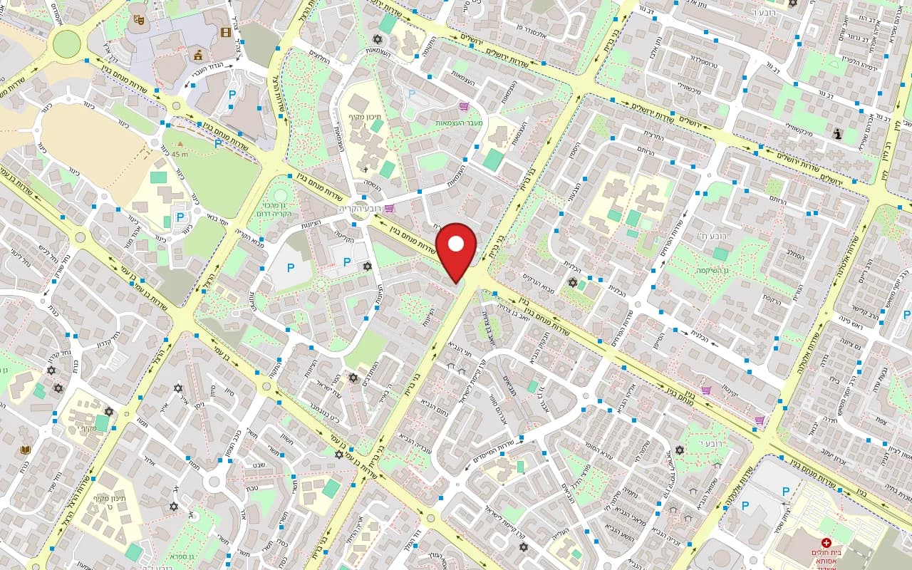 Map showing Gambrinus at Bnei Brit Boulevard, corner of Menachem Begin Boulevard, Ashdod
