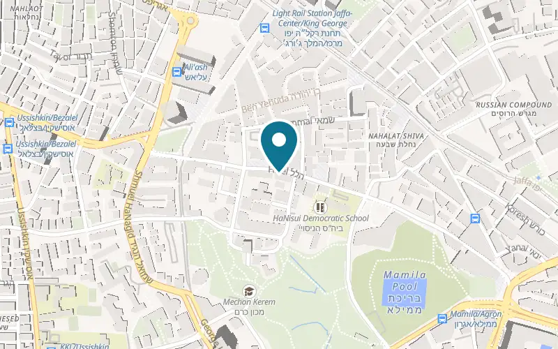 Map showing Gatsby at 18 Hillel Street, Jerusalem