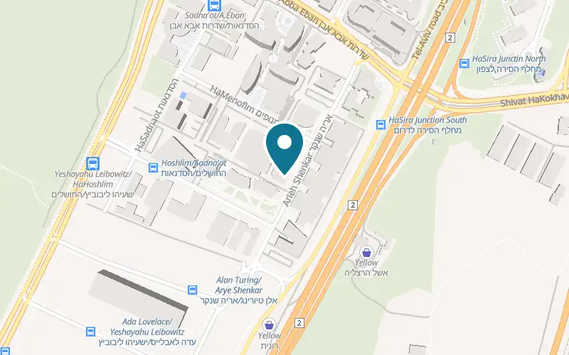 Map showing Gelateria Siciliana at 14 Arye Shenkar Street, Herzliya Pituach, Herzliya