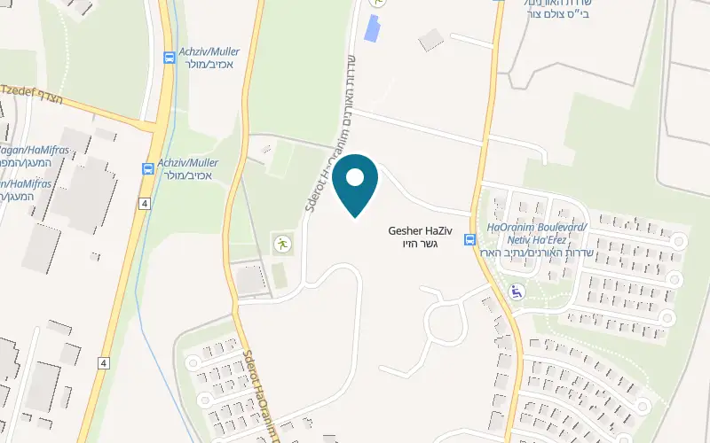 Map showing Gesher HaZiv Travel Hotel at Kibbutz Gesher HaZiv, Gesher HaZiv
