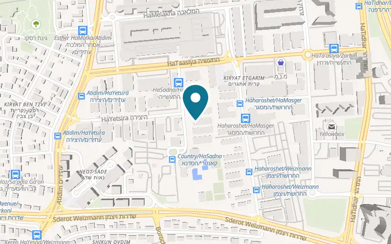 Map showing GGG Service Center at 9 HaSadna Street, Ra'anana