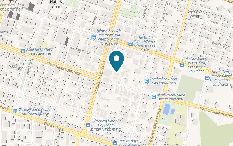 Map showing Gikedo I-S.K.I.F Hadera at 52A HaGiborim Street, Hadera