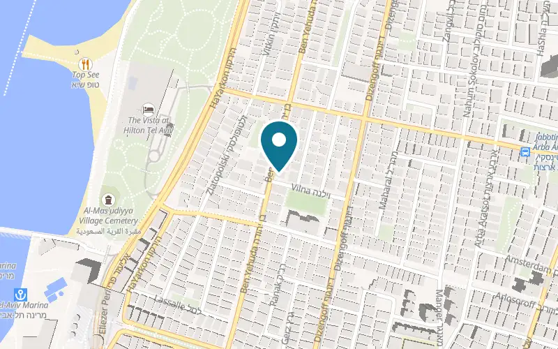 Map showing Gilad and Danielle Veterinary Clinic at 182 Ben Yehuda Street, Tel Aviv-Yafo