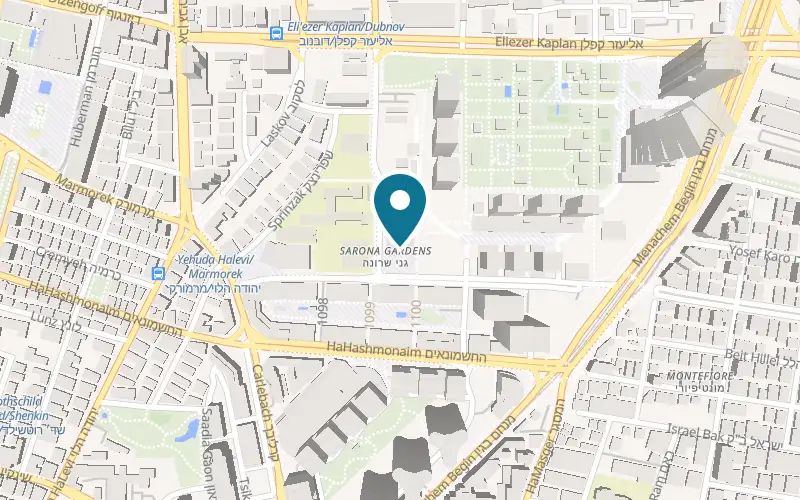 Map showing Giraffe Tel Aviv at 13 HaArba'a Street, Tel Aviv-Yafo