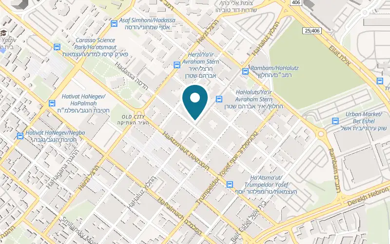 Map showing Glida Be'er Sheva at 50 Hadassa Street, Old City, Beer Sheva