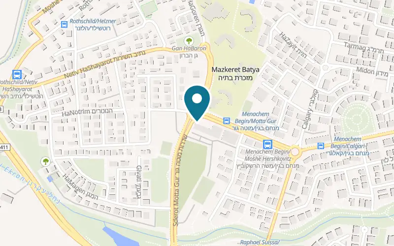 Map showing Golda Mazkeret Batya at 2 Menachem Begin Boulevard, Mazkeret Batya