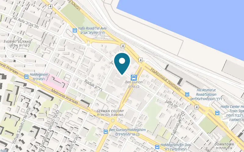 Map showing Golden Crown Haifa Hotel at 115 Jaffa Road, German Colony, Haifa