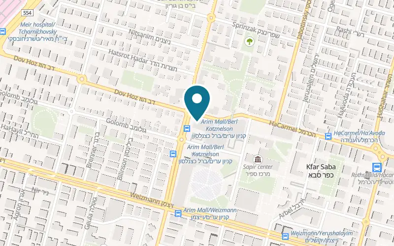 Map showing Great Shape Kfar Saba at Kanyon Arim mall, 14 Katznelson Street, Kfar Saba