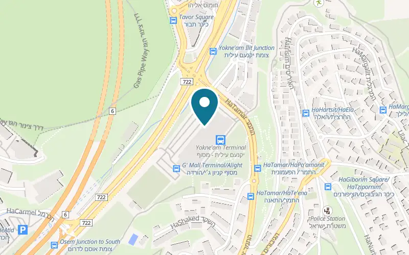 Map showing Greg Cafe at 2 HaTamar Street, G compound, Yokneam Illit