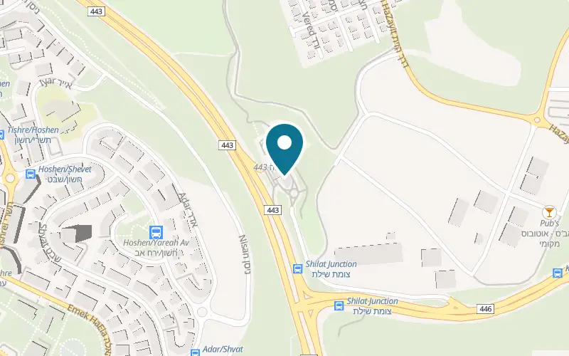 Map showing Grill 443 at Sonol station compound, Shilat, Shilat