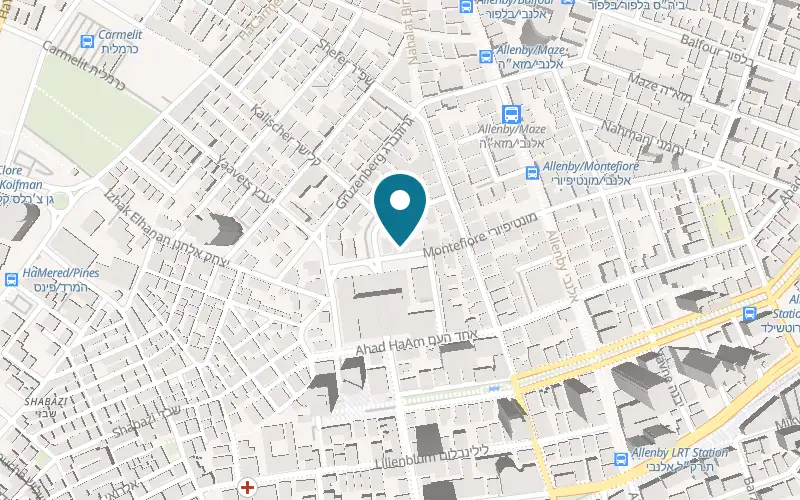 Map showing Gymnasia Tel Aviv at 9 Montefiore Street, Tel Aviv-Yafo